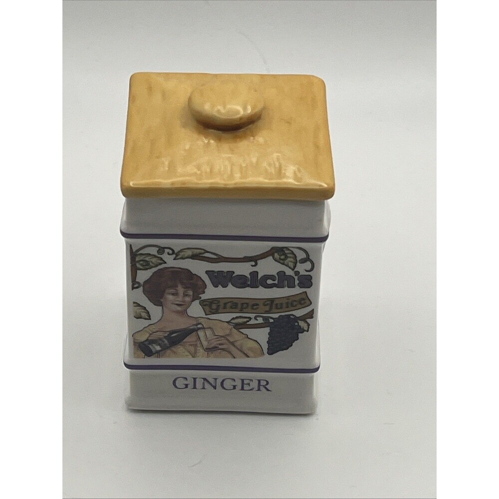 Country Store Spice Jar Collection Porcelain Vintage Welch’s Grape Juice Ginger